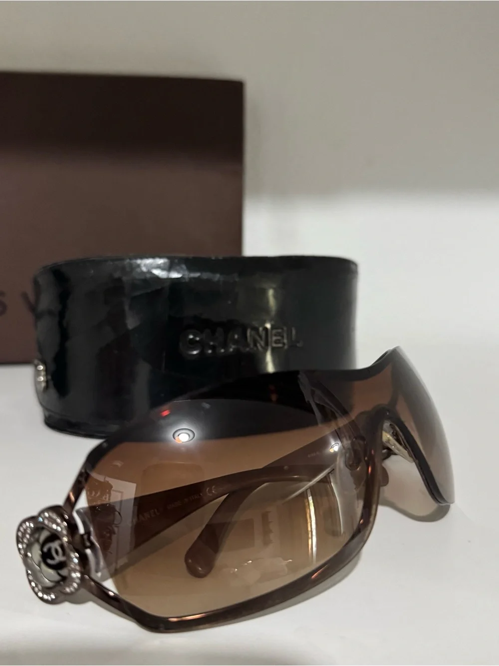 Chanel Brown Shield Sunglasses